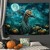 billige halloween veggtepper-halloween skumle utskårne gresskar hengende billedvev veggkunst stor billedvev veggmaleri dekor fotografi bakteppe teppe gardin hjem soverom stue dekorasjon halloween dekorasjoner