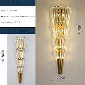 economico Luci da parete-Applique Da Parete A Led Cristallo Diamante Design, Applique Da Parete Finitura Ottone Lampada Da Comodino A Forma Di Fiaccola Lampada Da Parete Per Camera Da Letto Moderna Applique Da Parete In