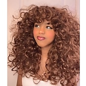 cheap Synthetic Trendy Wigs-Long Curly Wavy Blonde Wigs for Women Side Part Natural Looking Cosplay Synthetic Fiber Wig Heat Resistant Replacement Wig Halloween Cosplay Party Wigs