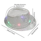 cheap Novelties-Creative LED Flashing Jazz Cap Adult Hip Hop Dance Show Sequin Jazz Hat Glow In The Dark Luminous Fedora Costumes Stage Props
