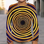 billiga Pojkens 3D Vision &amp; Geometri-pojkar 3D-grafik optisk illusion t-shirt långärmad 3D-tryck sommar vår höst sport mode streetwear polyester barn 4-12 år utomhus casual daglig normal passform