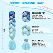 abordables Crocheter les cheveux-2pcs extensions de cheveux pour tresses ombre tressage cheveux ajouter une extension de cheveux clinquant cheveux tressés brillants 24 pouces cheveux tressés pré-étirés ombre 100g résistant à la
