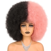 economico Parrucche di Carnevale-capelli afro colore bianco parrucche per donne nere parrucca glueless wear and go parrucca resistente al calore anni &#039;70 parrucca afro sintetica per costume da festa e cosplay parrucche di halloween