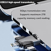cheap Computer &amp; Office-4 in 1 TF Memory Card Reader OTG Adapter for Lightning/Mirco USB/Type-C USB OTG Micro SD Card Reader for iPhone Andriod Xiaomi