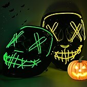 tanie Oświetlenie rekwizytów na Halloween-1 sztuk halloween świecąca maska klauna led świecąca czarna maska w kształcie litery V element ubioru rekwizyty bal przebierańców horror duch maska na twarz