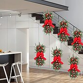 cheap Wreaths, Garlands &amp; Swags-Christmas Wreaths Xmas Swags with Lights Cordless Prelit Stairway Stairway Staircase Window Wall Decoration Teardrop Trim Wreath Rattan Shopping Mall Hotel Outdoor