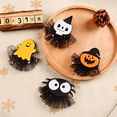 billige Jenters Halloween-kostymer-Baby Jente Halloween / Avslappet / Daglig Hodeskaller / Gresskar / SPIDER Netting Hårtilbehør Halloween mesh klipp-gresskar / Halloween mesh clip-edderkopp / Halloween mesh klips-skjelett En Størrelse