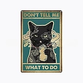 abordables signe d&#039;étain en métal-1pc rétro métal étain signe chat vin étain signe vintage cuisine signes décoration murale, peinture tenture murale pour la décoration murale art métal étain signe 20x30cm/8&#039;&#039;x12&#039;&#039;
