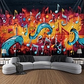 billige kunsttepper-graffiti musikknoter hengende billedvev veggkunst stor billedvev veggmaleri dekor fotografi bakteppe teppe gardin hjem soverom stue dekorasjon