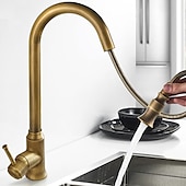 economico Doccetta estraibile-rubinetto da cucina tradizionale estraibile miscelatore lavello rubinetti in ottone, rubinetti vintage monocomando a 360 gradi con tubo freddo e caldo