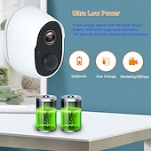 abordables Caméras IP d&#039;intérieur-batterie intégrée hd 1080p wifi caméra ip caméra de surveillance à domicile sans fil caméra étanche extérieure vision nocturne infrarouge suivi intelligent caméra de vidéosurveillance audio