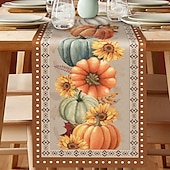 cheap Table Runners-Pumpkin Table Runner Halloween Fall Burlap Tablerunner Farmhouse Indoor Table Autumn Decoration Table Flag Decor For Dining Weddig Party Holiday