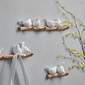 cheap Wall Accents-Doves Wall Hook Resin Bird Creative Door Key Wall Coat Hook Coat Rack Wall Decoration Hook Nordic Coat Hook Porch Hanger Decorative Hook