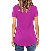 voordelige Effen t-shirt-T-shirt Dames Zwart-1 Wit Blozend Roze Effen Kruiselingse voorkant Dagelijks Basic V-hals Normale pasvorm M / M