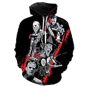cheap Cartoon &amp; Movie Character Graphic-Halloween Zombie Hoodie Print 3D Front Pocket Graphic For Couple&#039;s Men&#039;s Women&#039;s Adults&#039; Halloween Carnival Masquerade 3D Print Vacation Halloween