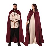 baratos Capa &amp; Capa-Retro Vintage Punk e gótico Medieval Capa Traje Cosplay Bruxa Feiticeiro Viking Cor Sólida Homens Mulheres Unisexo Celta Viking Fantasia Dia Das Bruxas Carnaval Baile de Máscaras Espetáculo Palco