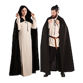 baratos Capa &amp; Capa-Retro Vintage Punk e gótico Medieval Capa Traje Cosplay Bruxa Feiticeiro Viking Cor Sólida Homens Mulheres Unisexo Celta Viking Fantasia Dia Das Bruxas Carnaval Baile de Máscaras Espetáculo Palco
