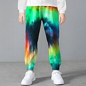 billiga Pojkens 3D Vision &amp; Geometri-Pojkar 3D Knytbatik Byxor Höst Vinter Aktiv Streetwear 3D-tryck Barn 3-12 år Utomhus Sport Ledigt Normal