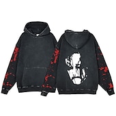 abordables Gráfico de Halloween-Víspera de Todos los Santos Gritar Cara de fantasma Esqueleto Sudadera Camiseta extragrande lavada con ácido Estampado Bolsillo delantero Gráfico Para Pareja Hombre Mujer Adulto Mascarada Estampado