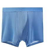 billiga Herrboxers-Herr 6-pack Underkläder Grundläggande trosor Boxershorts Kalsong Syntetiskt siden Andningsfunktion Mjuk Ren färg Medium Midja Svart Marinblå