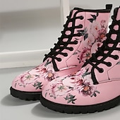 ieftine Bocanci de lupta-cizme de luptă roz florale de damă - elegante și confortabile pentru ieșirile casual și purtarea de zi cu zi