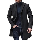 preiswerte Herren-Blazer &amp; -Anzüge-Herren Wintermantel Trenchcoat Büro &amp; Karriere Freizeitskleidung Winter Polyester warm Waschbar Oberbekleidung Bekleidung Modisch Warm-Ups Einfarbig Tasche Kargen Einreihiger Verschluss