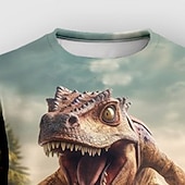billiga Pojkens 3D-djur-Pojkar 3D Djur Dinosaurie Sweatshirt &amp; Sweatpants Set Långärmad 3d-utskrivning Höst Vinter Aktiv Mode Häftig Barn 3-12 år Utomhus Semester Gata Normal