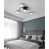 cheap Dimmable Ceiling Lights-Modern Semi Flush Mount Ceiling Light Circular Acrylic 4/6 Heads LED Ceiling Lamp Nordic Grey Sputnik Light Fixture with Wood Decoration for Living Room Dining Room Bedroom 110-240V