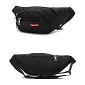 billiga Sportväskor-unisex svart vattentät midjeväska - fannypack med flera fickor med justerbar rem, slitstark bältesväska för resor, sport, vandring och utomhusaktiviteter