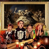 olcso halloween faliszőnyegek-Halloween Koponya Csontváz Fesztivál Függő Gobelin Fali Művészet Nagy Gobelin Freskó Díszítő Fénykép Háttér Takaráó Függöny Otthon Hálószoba Nappali
