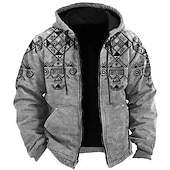 cheap Men&#039;s 3D Hoodies-Men&#039;s Tribal Ethnic Hoodie Hoodies Sweatshirt Zip Hoodie Long Sleeve Hooded Sweatshirt Hooded Sports 3D Print Holiday Vacation Streetwear Blue Brown Pocket Print Spring &amp;  Fall Designer
