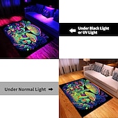 preiswerte Blacklight Teppiche-Fantasy-Pilz-Schwarzlicht-Teppich, Bodenmatte, UV-reaktiver, im Dunkeln leuchtender Teppich, großer rutschfester Teppich für Raumdekoration
