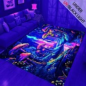 voordelige Zwartlichttapijten-paddenstoelbos zwartlichttapijt tapijt vloermat uv-reactieve glow in the dark tapijt groot antislip tapijt mattapijt voor kamerinrichting