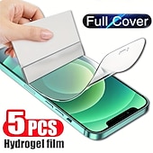 Χαμηλού Κόστους iPhone Προστατευτικά Οθόνης-5 τμχ Προστατευτικά Οθόνης Για Apple iPhone 16 iPhone 15 Pro Max Plus iPhone 15 Pro Max 14 Plus 13 12 11 Pro Max TPU Hydrogel Αντι φυσαλίδες Κατά των Δαχτυλιών Σούπερ Λεπτό Υποστηρίζεται 3D