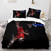 cheap Duvet Cover Sets-3Pcs/2Pcs Basketball Print Duvet Cover Set Bedding Sets Comforter Cover with Soft Lightweight Microfiber