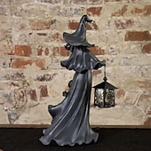 お買い得  ハロウィンライト-クラッカーバレル魔女ハロウィーンの装飾ゴーストランタン顔のない幽霊彫刻魔女ゴーストランプ地獄の使者保持ランタン像リアルなハロウィーンのテーマ小道具