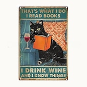 cheap Metal Tin Sign-1pc Retro Metal Tin Sign Cute Cat Tin Sign Vintage Kitchen Signs Wall Decor, Painting Wall Hanging for Home Decor Wall Art Metal Tin Sign 20x30cm/8&#039;&#039;x12&#039;&#039;