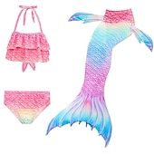 olcso Lányok jelmezei-Sellő Ariel Mermaid Tails Fürdőruha Bikini Hableány Szabadság for Lány Gyermek Álarcos mulatság
