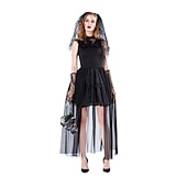 levne Klasický horor-Beetlejuice Duch nevěsta Lydia Deetzová Šaty Cosplay kostým Sukénka Dospělé Dámské Večírek Karneval Jednoduchý karnevalový kostým