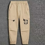 cheap Bottoms-Kids Boys Sweatpants Trousers Pocket Cartoon Letter Breathable Comfort Pants Training Sports Daily Basic Black Avatar Overalls Black Small Label Overalls Army Green Small Label Overalls Mid Waist