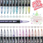 preiswerte Mal-, Zeichen- und Künstlerbedarf-8/12/24 Farben Umrissmarker, selbst doppelzeilig, selbst umrissen, metallische Stifte für Sammelalben, Fotoalben, Geschenkkarten, Ostereier, Kunsthandwerk