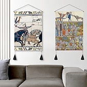 tanie zabytkowe gobeliny-zestaw 2 sztuk w stylu vintage średniowieczny tkany gobelin ścienny dekoracja koc kurtyna wisząca sypialnia dekoracja salonu nordycka bawełniana lniana frędzel 14 &quot;x 20&quot;