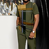 abordables Conjuntos de camisetas de hombre-Hombre Bloque de color Estampados Conjunto de camisa Trajes De Camiseta Conjuntos de camisa y pantalón Manga Corta Camiseta Impresión 3D Cuello Barco Camisa Deportes Design Casual Exterior Diario