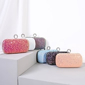 cheap Clutches &amp; Evening Bags-Women&#039;s Clutch Evening Bag Wristlet Clutch Bags PU Leather Party Bridal Shower Holiday Rhinestone Large Capacity Lightweight Durable Solid Color Small white Small black Small blue