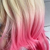 cheap Movie Character Wigs-Synthetic Wig Gwen Stacy Straight Asymmetrical Machine Made Wig Short A1 Synthetic Hair Women&#039;s Cosplay Soft Fashion Blonde Pink Mixed Color Halloween Wigs