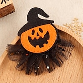 billige Jenters Halloween-kostymer-Baby Jente Halloween / Avslappet / Daglig Hodeskaller / Gresskar / SPIDER Netting Hårtilbehør Halloween mesh klipp-gresskar / Halloween mesh clip-edderkopp / Halloween mesh klips-skjelett En Størrelse