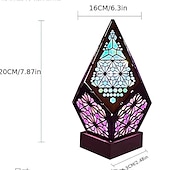 cheap Projector Lamp&amp;Laser Projector-Wooden Bohemian Floor Lamp, USB Charging Hollow Geometric Colorful Lamp Retro Bohemian Light Lamp, LED Colorful Diamond Shaped Lights 3D Projection Night Lamp Desk Lamp Home Decor