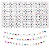 economico kit per la creazione di perline-1400pcs perline di argilla kit di perline lettera, 4x7 mm perline alfabeto acrilico bianco perline lettera per gioielli che fanno perline numero perline cuore perline braccialetto di amicizia creazione di perline