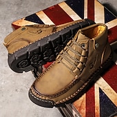 abordables Baskets-bottines en cuir vintage pour hommes – chaussures d&#039;extérieur décontractées à lacets avec semelle antidérapante durable