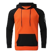 billiga bashuvtröjor för män-Herr Huvtröja Svart Gul Rubinrött Blå Orange Huva Färgblock Sport &amp; Utomhus Dagligen Helgdag Streetwear Häftig Ledigt Vår &amp; Höst Kläder Pull Tröjor